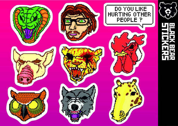 Стікерпак "Hotline Miami", пиксельарт, стікери вологостійкі, наклейки, відеогра, фото 1