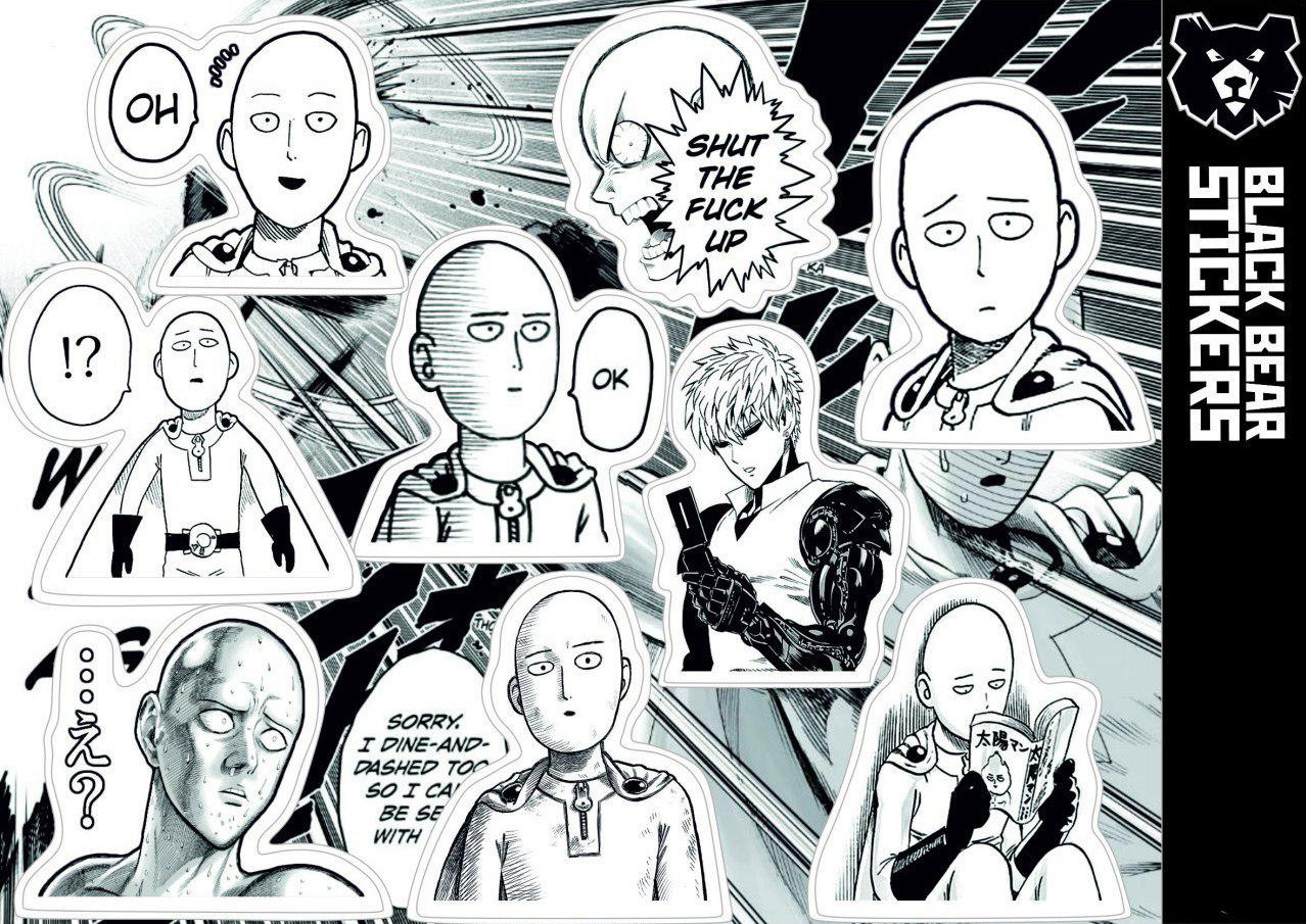 Стікерпак "One-Punch Man", Ванпанчмен, Сайтама, стікери вологостійкі, наклейки, аніме