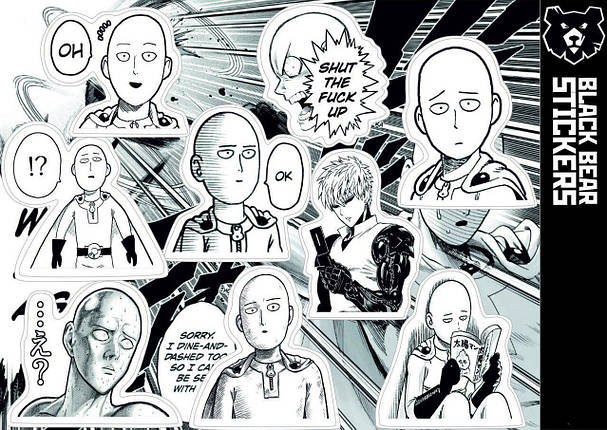 Стікерпак "One-Punch Man", Ванпанчмен, Сайтама, стікери вологостійкі, наклейки, аніме, фото 1