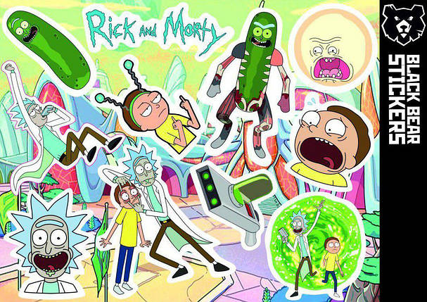 Стікерпак "Rick and Morty", Рік і Морті, стікери вологостійкі, наклейки, мультик, фото 1