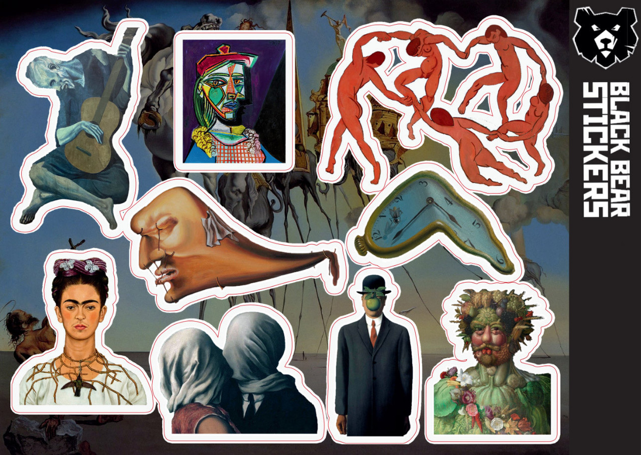 Стікерпак "Мистецтво: Сальвадор Далі", стікери вологостійкі, наклейки