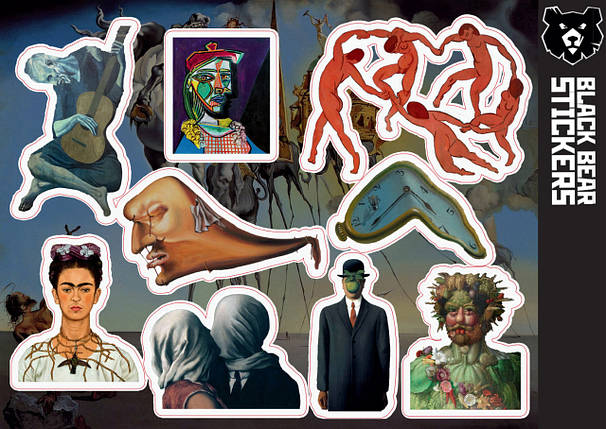 Стікерпак "Мистецтво: Сальвадор Далі", стікери вологостійкі, наклейки, фото 1