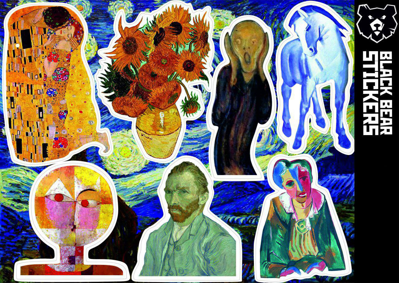 Стікерпак "Мистецтво: Ван Гог", стікери вологостійкі, наклейки