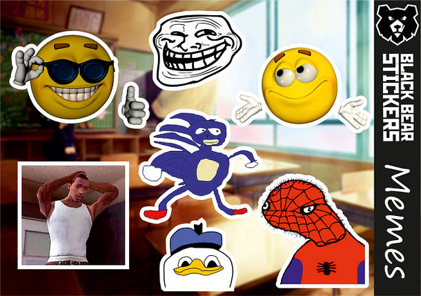 Стікерпак "Memes", стікери вологостійкі, наклейки, меми, фото 1