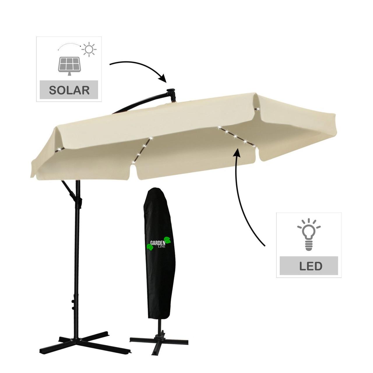 Садова парасолька з чохлом і LED Garden Line BANANA 300 см Бежевий, фото 1