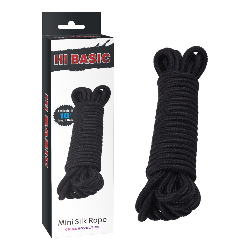 Мотузка для бондажу та шибарі Chisa Hi-Basic Mini Silk Rope Cotton чорна, 10 м Кітті, фото 1