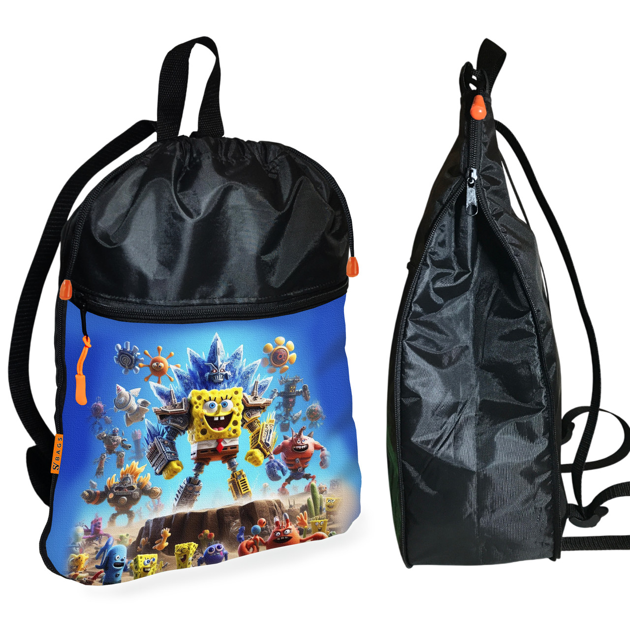 Рюкзак-мішок для взуття, спортивної форми Губка Боб дитяча сумка для змінки з розширювачем (01236), фото 1