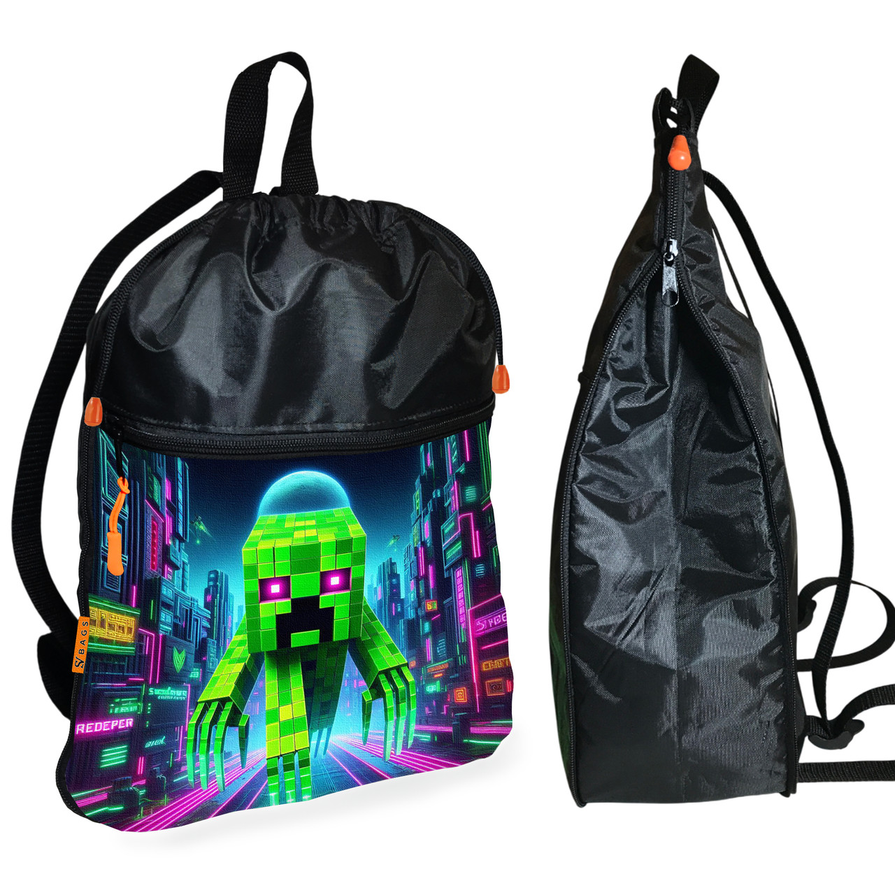 Рюкзак-мішок для взуття, спортивної форми Майнкрафт «Minecraft» дитяча сумка для змінки з розширювачем (01296), фото 1