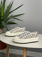 Короткі жіночі кеди Dior B23 White Grey Platform Premium