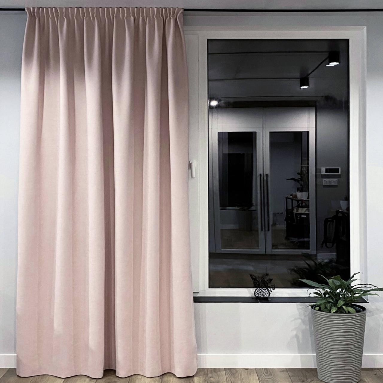 Штора на тасьмі 1 шт ширина-150 висота-250 мікровелюр Світло-рожевий, фото 1