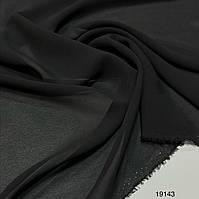 Ткань шелковый креп шифон черный стрейч, Италия