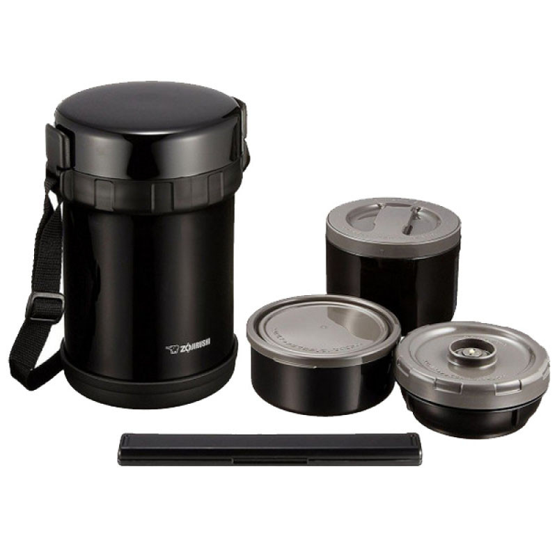 Набір для ланчу Zojirushi SL-GH18BA (3 контейнери + палички), чорний, термо ланч-бокс, 1.1 кг, фото 1