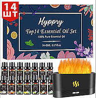 Ефірна Олія Оригінал 14 шт по 5 мл Hypprey Oils Іспанія та Аромадіфузор з ефектом полум'я Натуральні масла