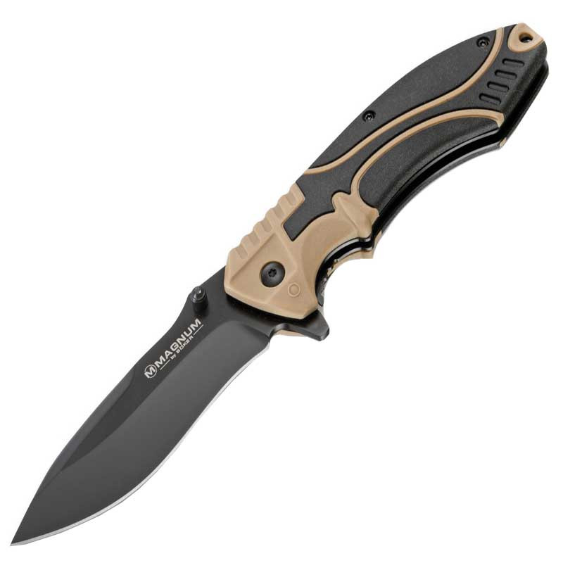 Ніж складаний Boker Magnum Advance Desert Pro (довжина: 213 мм, лезо: 95 мм), чорний-бежевий, з кліпсою та чохлом, фото 1