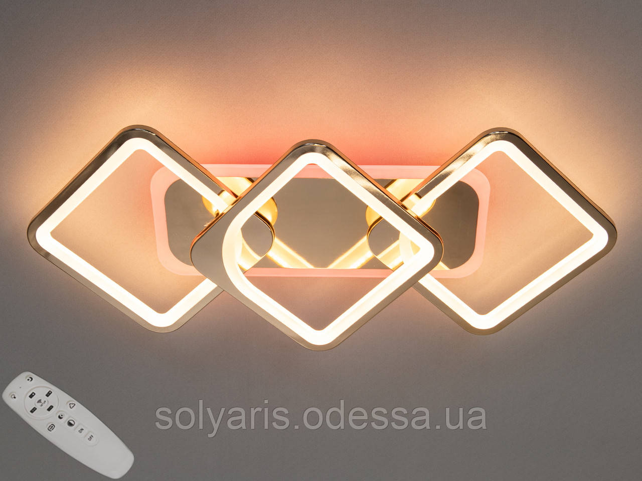 Світлодіодна люстра квадрати з пультом, дімером, підсвічуванням, 75W, фото 1