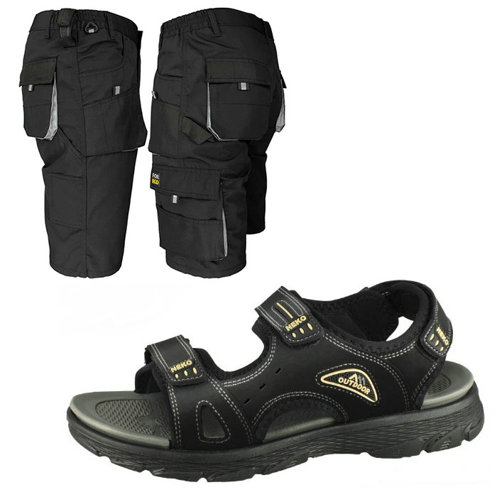 Комплект сандалі чоловічі та шорти, бриджі з кишенями, уніформа для робітничих професій роба повсякденна, польша, фото 1