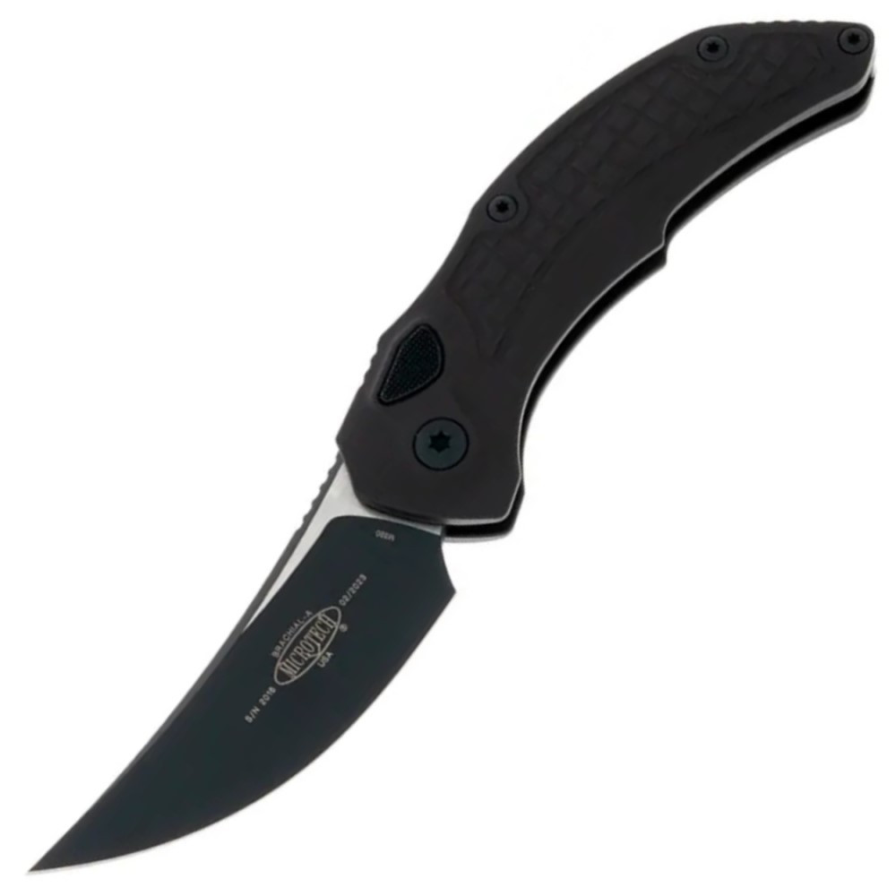 Ніж складаний Microtech Brachial (довжина: 206 мм, лезо: 83 мм, чорний), чорний, автоматичний механізм, легкий алюміній, фото 1