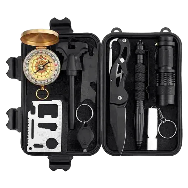 Набір туристичний для виживання (8 в 1), в кейсі, компактний і легкий, з мультитулами та ліхтарем, фото 1