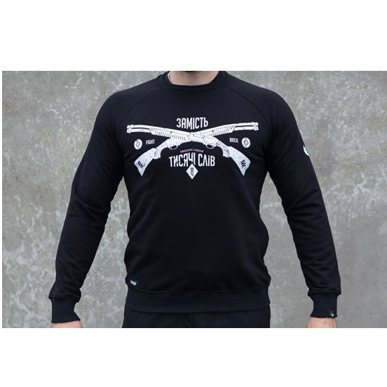 Светшот G-wear Замість тисячі слів Black Розмір M, 80% бавовни, 20% поліестеру, фото 1