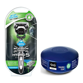 Чоловічий станок для гоління Wilkinson (Schick) Hydro 5 Sense 1 картридж + Wilkinson Essential Мило для гоління, 125 г