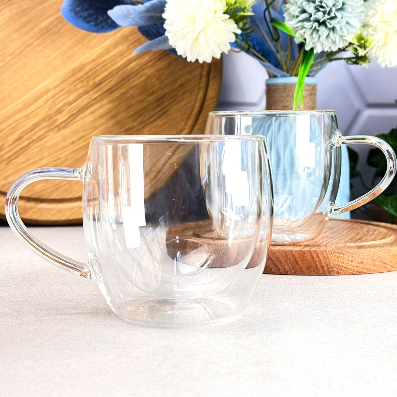 Набір чайних чашок з подвійними стінками 300 мл 2 шт Ardesto (AR2630GHN), чашки з подвійним дном