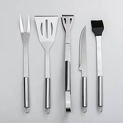 Набір аксесуарів для барбекю, мангала, гриля 5 предметів 40х10х5 см мангальне приладдя