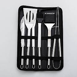 Набір аксесуарів для барбекю, мангала, гриля 6 предметів 40х10х5 см мангальне приладдя