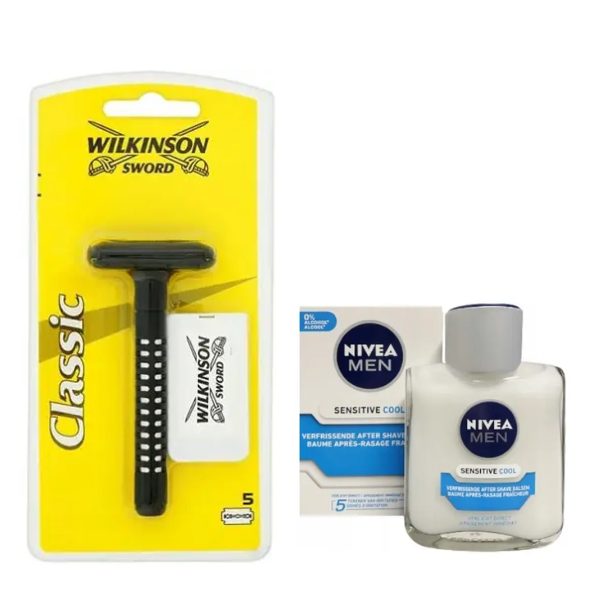 Станок Wilkinson Sword Classic + Nivea Men Sensitive Cooling бальзам після гоління 100 мл