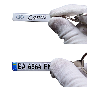 Брелок з номером та логотипом авто Daewoo (Двосторонній), брелок ланос