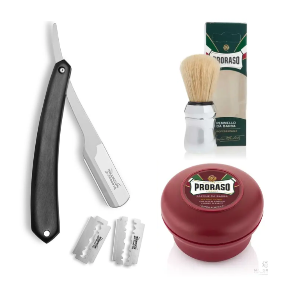 Небезпечна бритва Wilkinson Sword Barber's Style The Pioneer + 5 лез + Proraso помазок + мило для гоління Proraso 150 мл