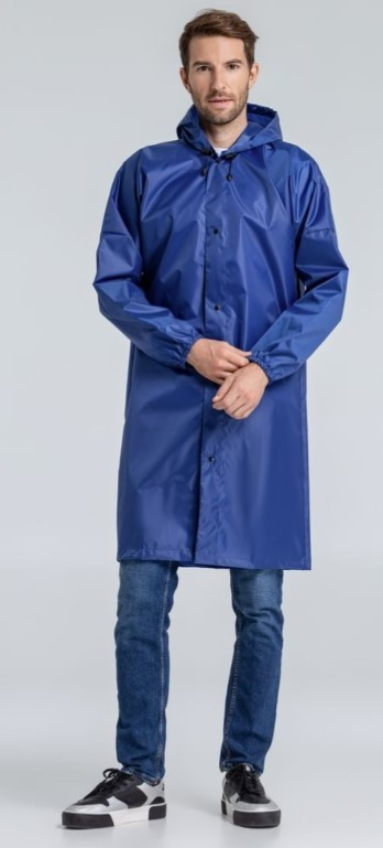 Плащ-дощовик міцний із капюшоном синий XL у сумочці, фото 1