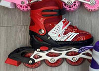 Ролики для дітей, розмір 34-38, червоні, комфортне катання (54622-М)