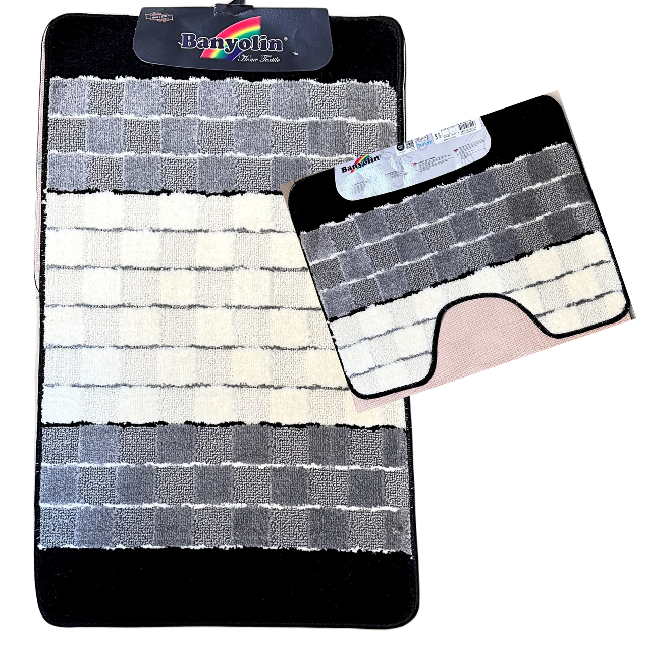 Набір килимків для ванної та туалетної кімнати SILVER 60*100/50*60 см BLACK Banyolin