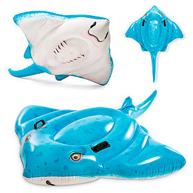 Плотик 57576 (6шт) надувний, Скат, 185-145см, дві ручки, від 3-х років, навантаження до 40кг, в кор-ці,