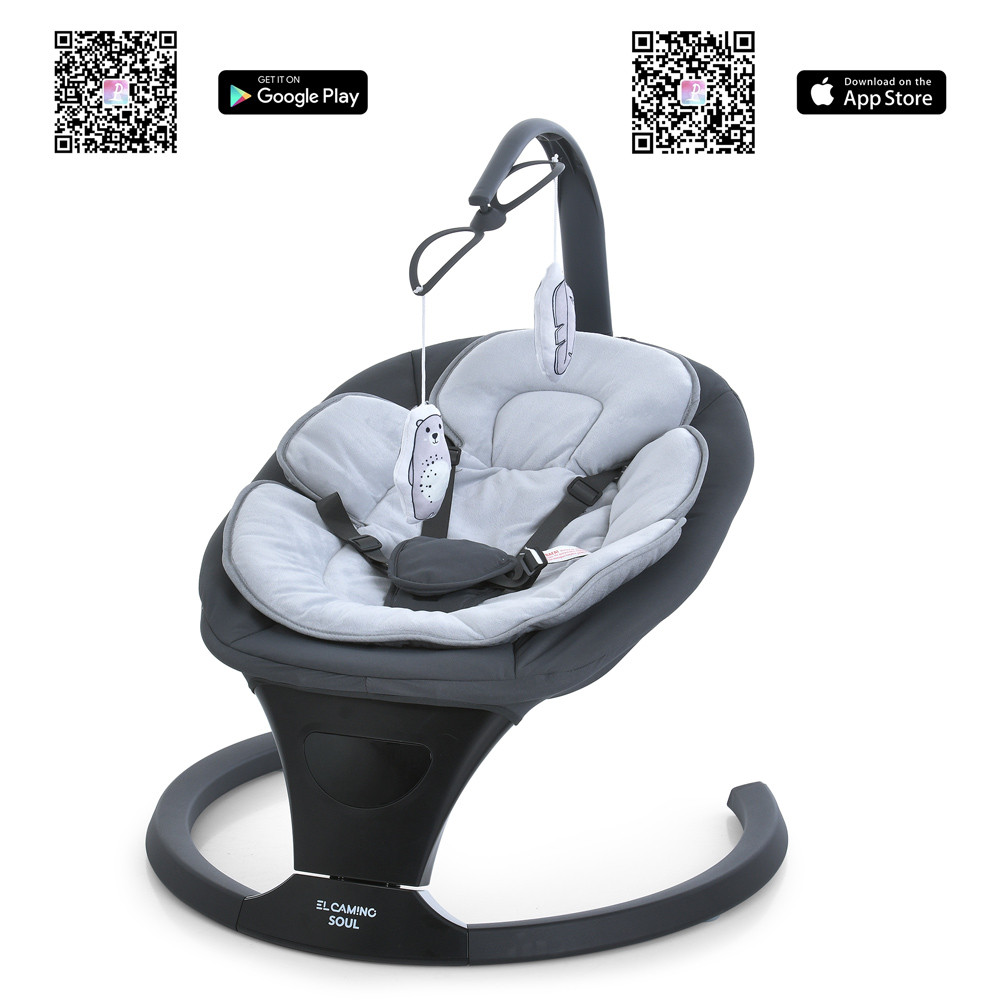 Заколисуючий центр ME 1175 SOUL Dark Gray (1шт) пульт, 5швидк., таймер, 12 мелодій, Bluetooth, APP, сенсор