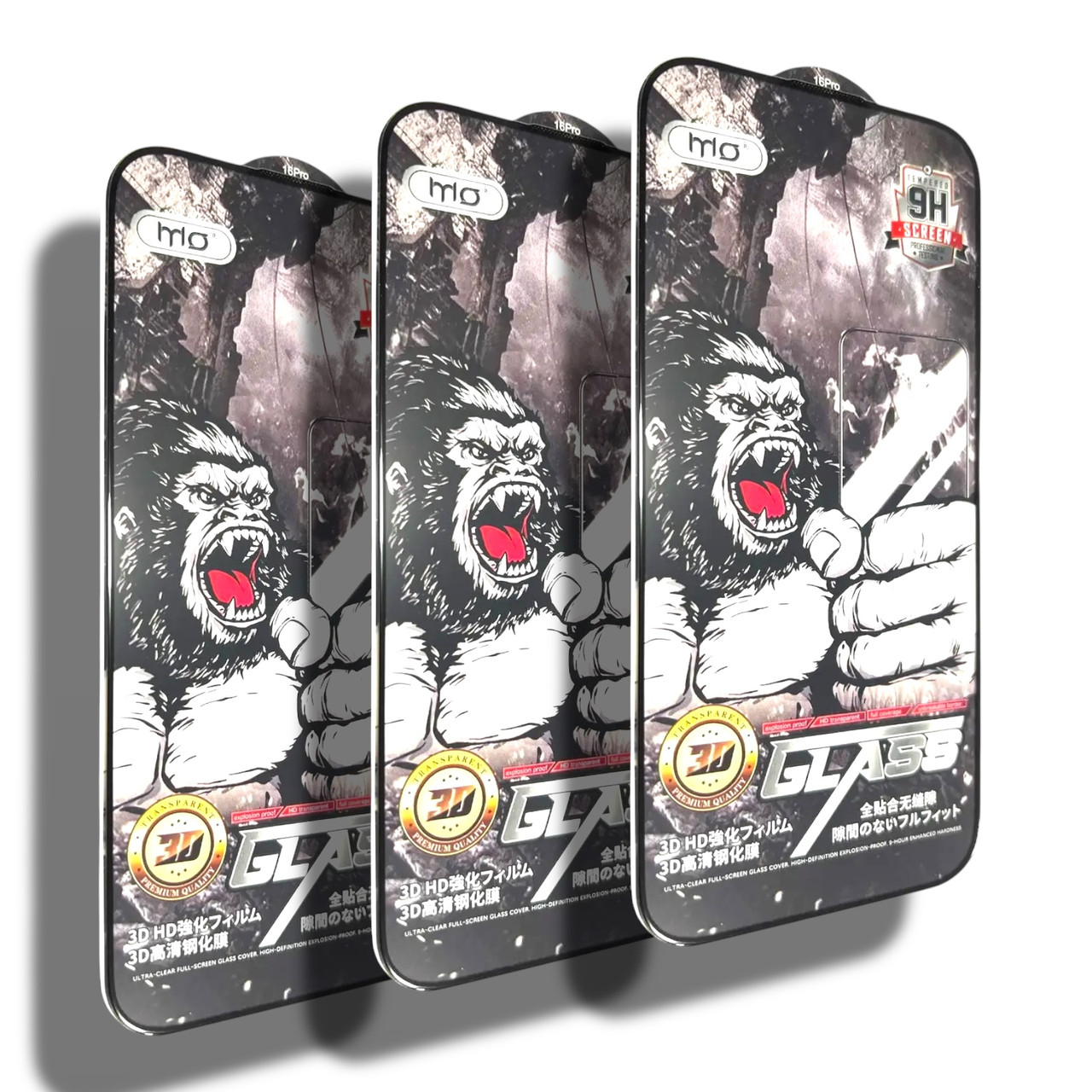 Захисне скло 3 шт CDK для Apple iPhone 16 Pro | Full Glue 3D MO King Kong (019627) (black)