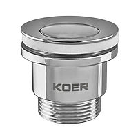 Донний клапан для раковини універсальний (з/без переливу) Koer PW-02-01 автомат (Click-Clack) (Колір хром) 1 1/4'' (KR3399)