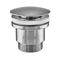 Донний клапан для раковини універсальний (з/без переливу) Koer PW-01-02 автоматичний (Click-Clack) SS COLOR 1 1/4'' (KR3401)