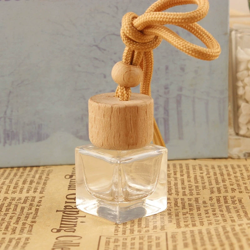 Флакон дифузор для автопарфуму порожній прозорий із дерев'яною кришкою, 8 мл