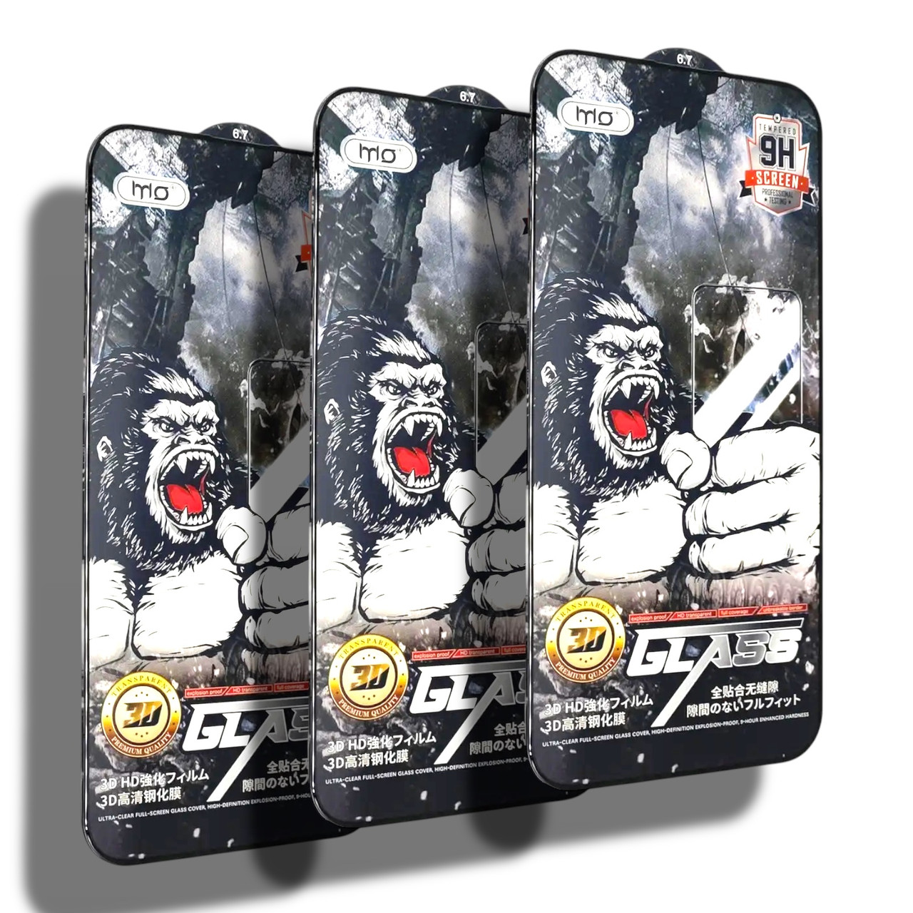 Захисне скло 3 шт CDK для Apple iPhone 15 Pro Max | Full Glue 3D MO King Kong (017187) (black)