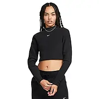 Urbanshop com ua Топ Nike Sportswear Phoenix Plush Slim Mock-Neck Long-Sleeve Cropped Cozy Fleece Top Black