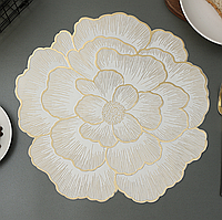 Квітковий підтарільник, стильна сервірувальна серветка-плейсмат під тарілку «Golden flower»