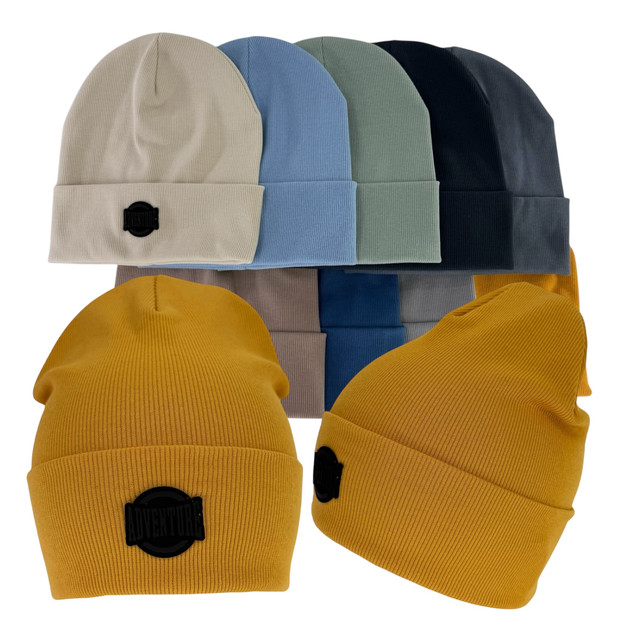 трикотажная шапка с отворотом для мальчика Двойная трикотажная шапка с отворотом для мальчика