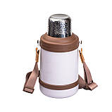 Термос Vacuum Cup 1.5 літра з ремінцем і складною ручкою коричневий HP-14-21V, фото 2