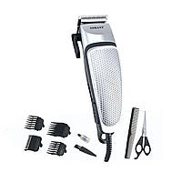 Машинка для стрижки волосся Sokany SK-4643 електрична універсальна 4 насадки Срібляста