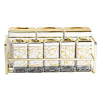 Набір для приправ та спецій на підставці 8 штук з кришками Білий HP-1365