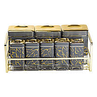 Набір для приправ та спецій на підставці 8 штук з кришками Сірий HP-1366