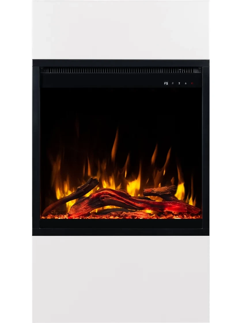 Класичний підлоговий електрокамін обігрівач з порталом AFLAMO MILOS 60 Білий і Чорний + 3D 60х40, 60 см