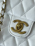 Сумка жіноча клатч через плече Chanel Classic Шанель білий золото міні, фото 4