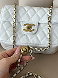 Сумка жіноча клатч через плече Chanel Classic Шанель білий золото міні, фото 5